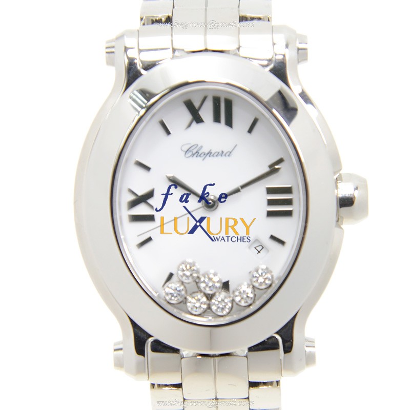 Chopard 278546-3003 Happy Sport Quartz Stainless Steel Watch, White Dial, Silver Strap Replica Watch - Luxury Replica Watch