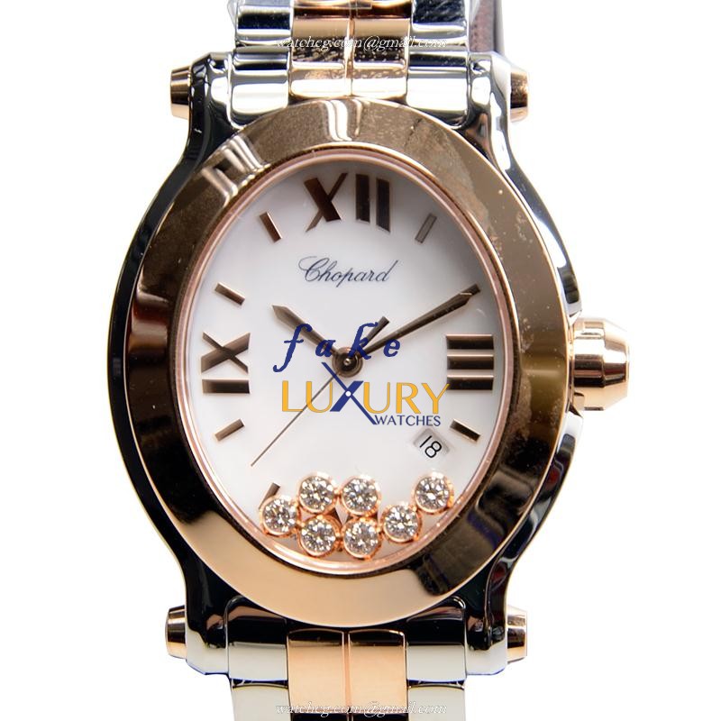 Chopard 278546-6003 Happy Sport Quartz 18kt Rose Gold & Steel Case Replica Watch, Swiss Movement - Luxury Replica Watch
