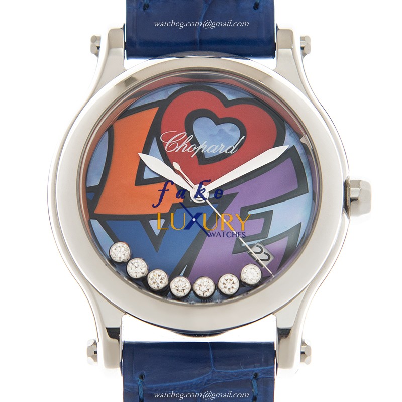 Chopard 278559-3020 HAPPY SPORT Automatic Stainless Steel Replica Watch - Swiss Movement, Blue Dial - Luxury Replica Watch