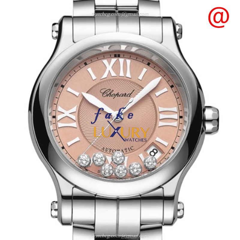 -278559-3025 CHOPARD HAPPY SPORT AUTO Stainless Steel Replica Watch - Gold Dial - Silver Band - Luxury Replica Watch