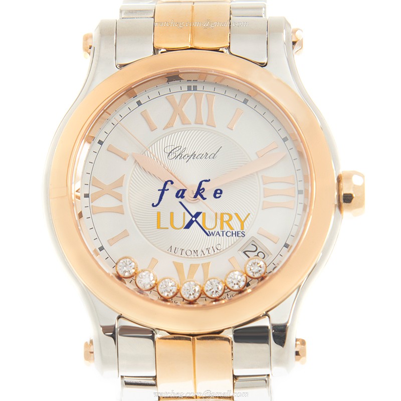 Chopard 278559-6002 Happy Sport Automatic 18kt Rose Gold & Steel Replica Watch - Swiss Movement - Luxury Replica Watch