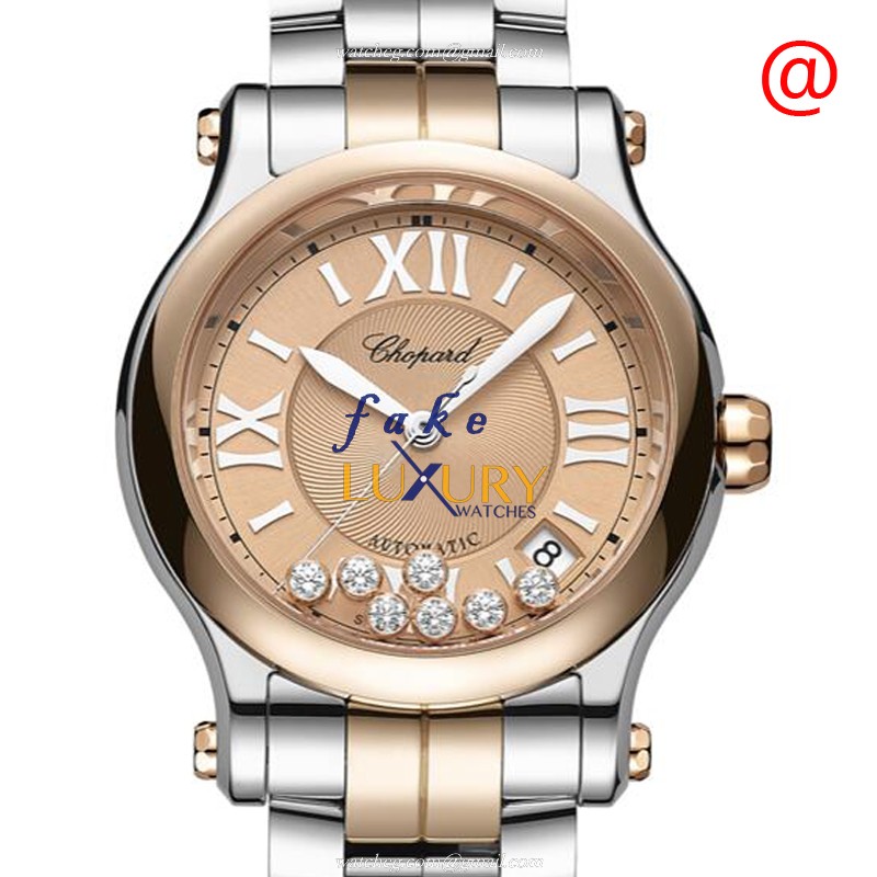 Chopard 278559-6019 Happy Sport Auto 18kt Rose Gold & Steel Replica Watch, Auto, Gold Dial, Steel - Luxury Replica Watch