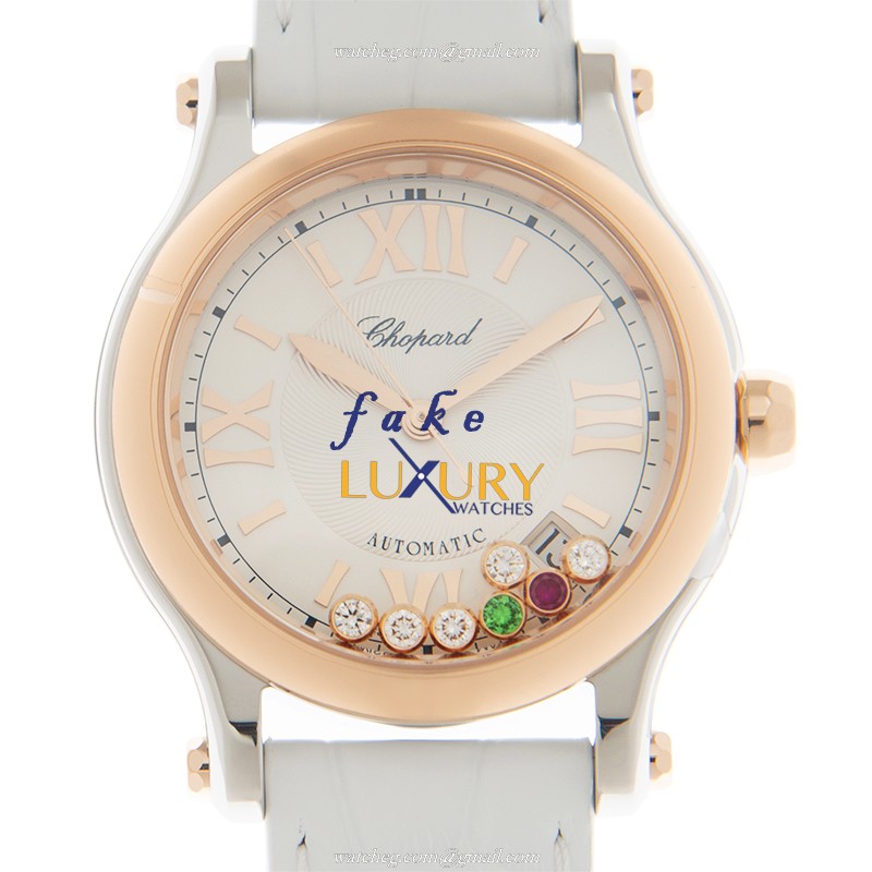 Chopard 278559-6020 Happy Sport Replica Watch, Silver Dial, Rose Gold & Steel Case, Automatic - Luxury Replica Watch