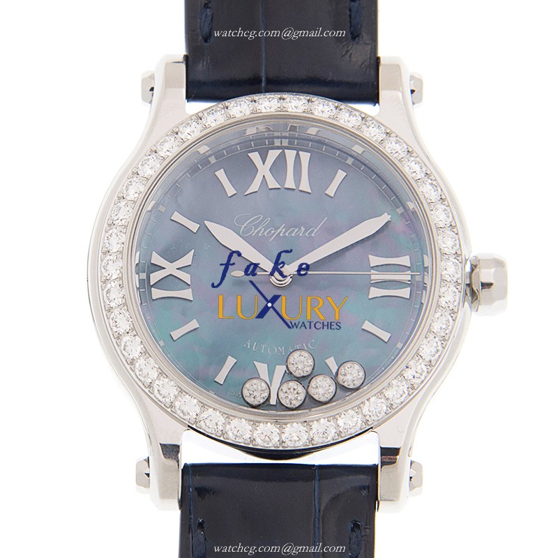 Chopard 278573-3010 Happy Sport Replica Watch, Automatic, Blue Mother of Pearl Dial, Steel & - Luxury Replica Watch