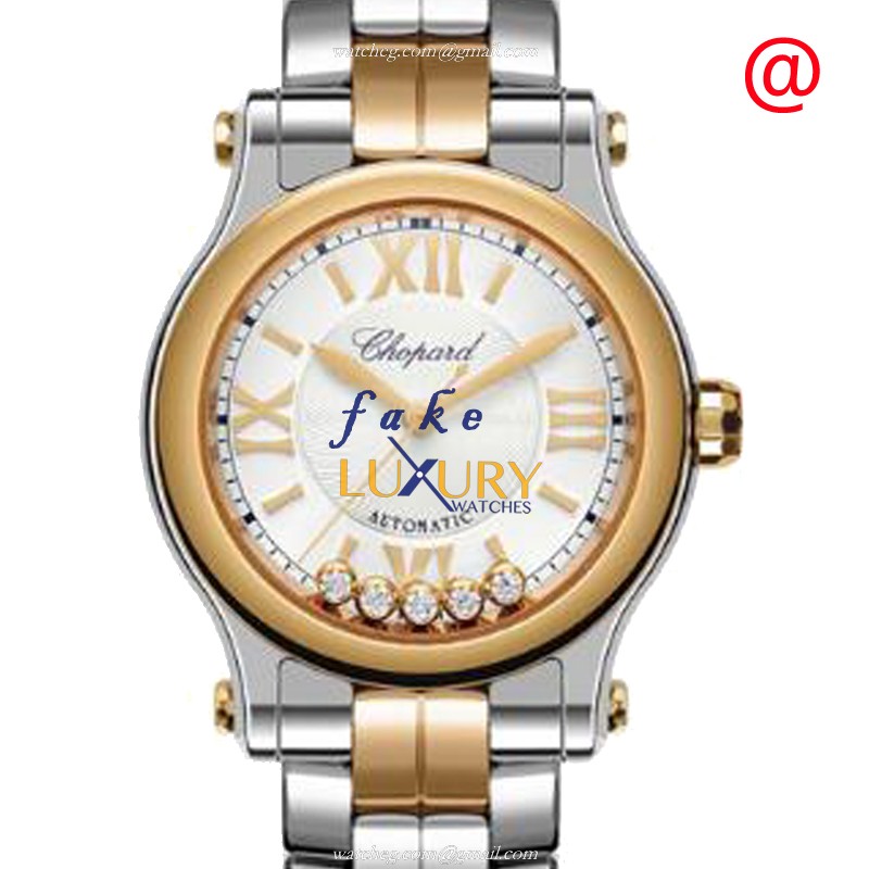 Chopard 278573-6009 HAPPY SPORT Automatic 18kt Rose Gold & Steel - White Dial - Stainless Steel - Luxury Replica Watch