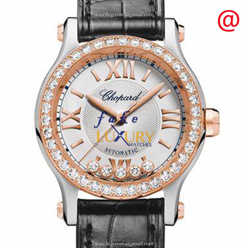 Chopard 278573-6015 Happy Sport Auto 18kt Rose Gold Diamond Replica Watch - Luxury Replica Watch