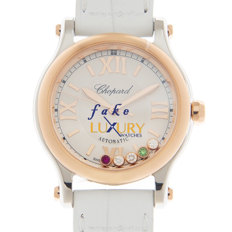 -278573-6028 CHOPARD HAPPY SPORT Automatic 18kt Rose Gold & Steel Replica Watch - Silver Dial - Luxury Replica Watch