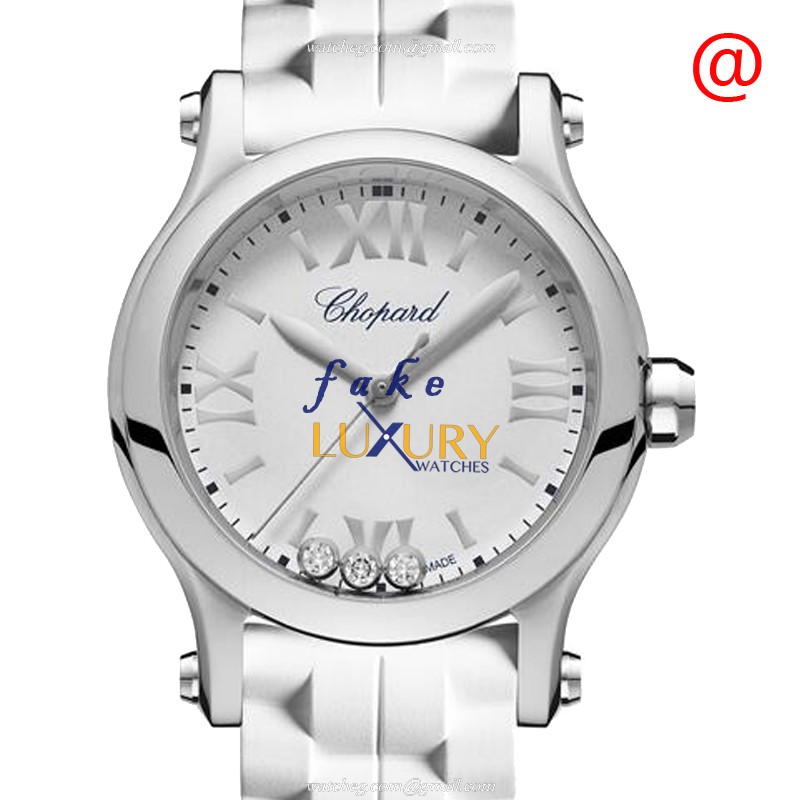 Chopard 278590-3001 HAPPY SPORT Quartz Steel White Dial White Rubber Strap Replica Watch - Luxury Replica Watch