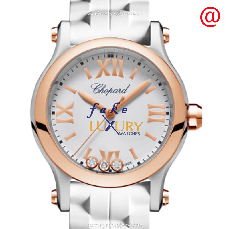 Chopard 278590-6001 Happy Sport Quartz 18kt Rose Gold Steel Case Replica Watch - Swiss Movement - Luxury Replica Watch