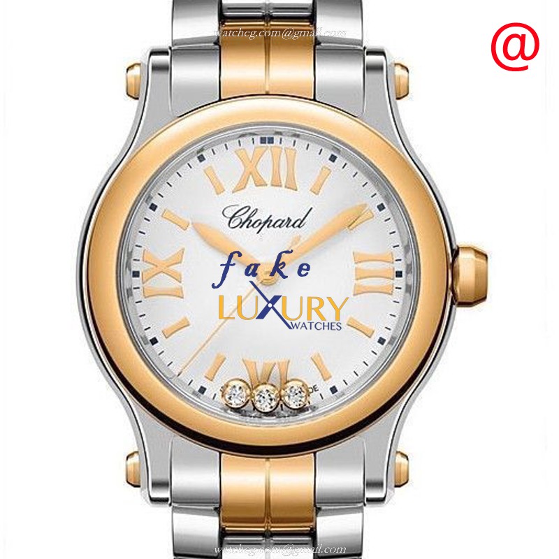 Chopard 278590-6002 Happy Sport Quartz 18kt Rose Gold & Steel Replica Watch - Swiss Movement - Luxury Replica Watch