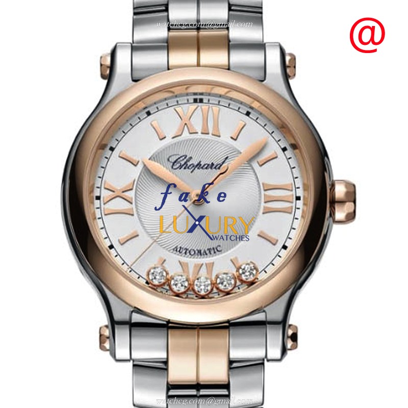 278608-6002 - Chopard Happy Sport Replica Watch Automatic 18kt Rose Gold Steel Silver Dial - Luxury Replica Watch
