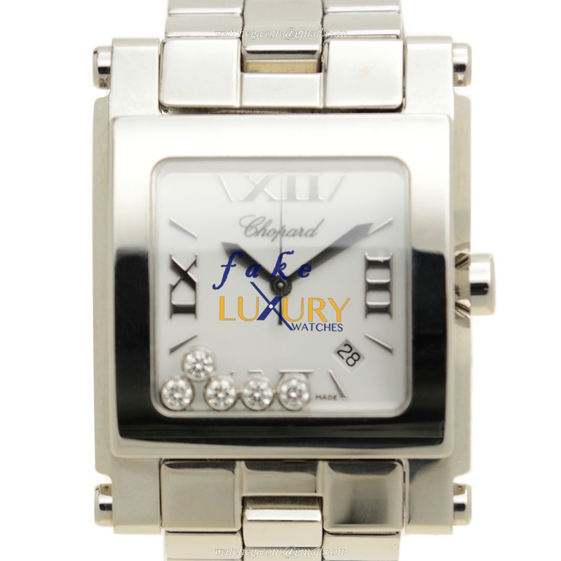 Chopard 288467-3001 Happy Sport Quartz Steel Case Replica Watch, White Dial, Silver Strap - Luxury Replica Watch