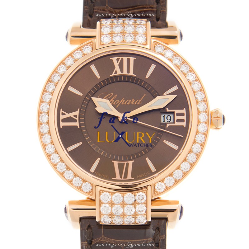 Chopard 384221-5011 IMPERIALE Quartz 18kt Rose Gold & Diamonds Watch, 36mm Case, Brown Dial & - Luxury Replica Watch