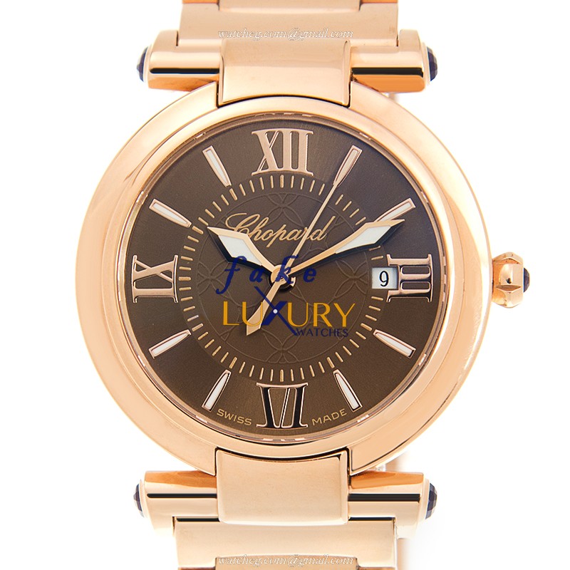 Chopard 384238-5006 IMPERIALE Quartz 18kt Rose Gold Replica Watch Brown Dial Pink Strap - Luxury Replica Watch