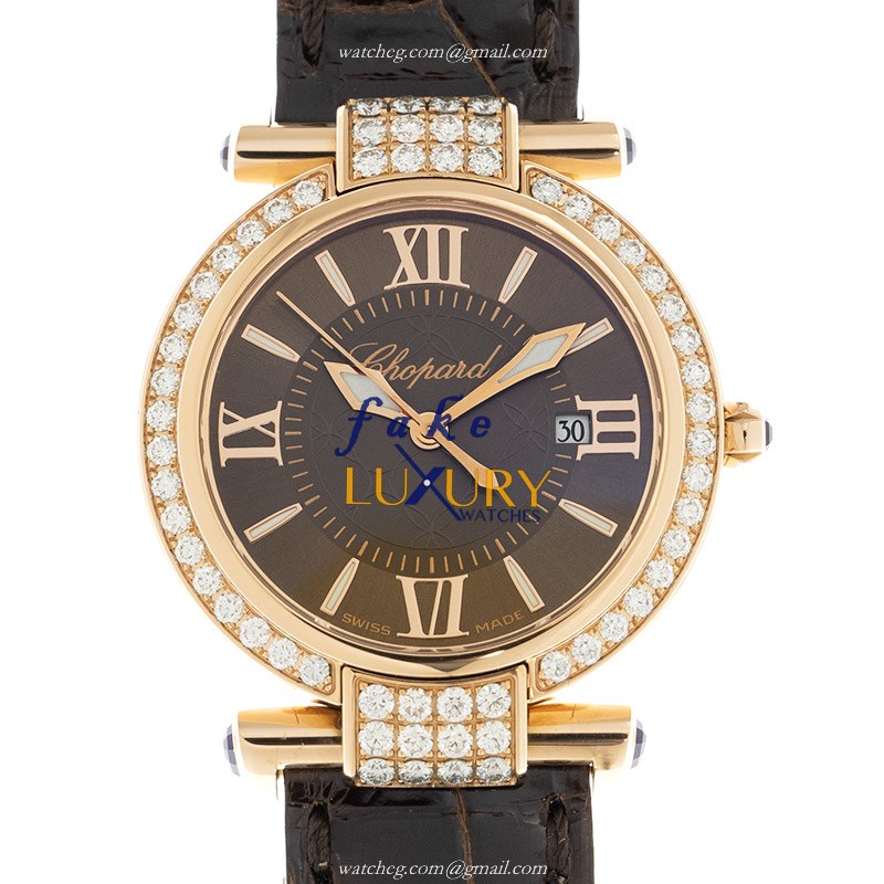 Chopard Imperiale 384238-5007 Quartz 18kt Rose Gold Diamonds Brown Dial Replica Watch - Luxury Replica Watch