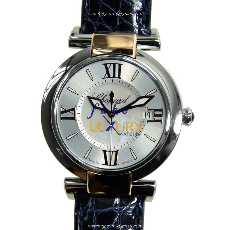 Chopard IMPERIALE 388532-6001 Quartz 18kt Rose Gold & Steel Replica Watch, Silver Dial, Alligator - Luxury Replica Watch