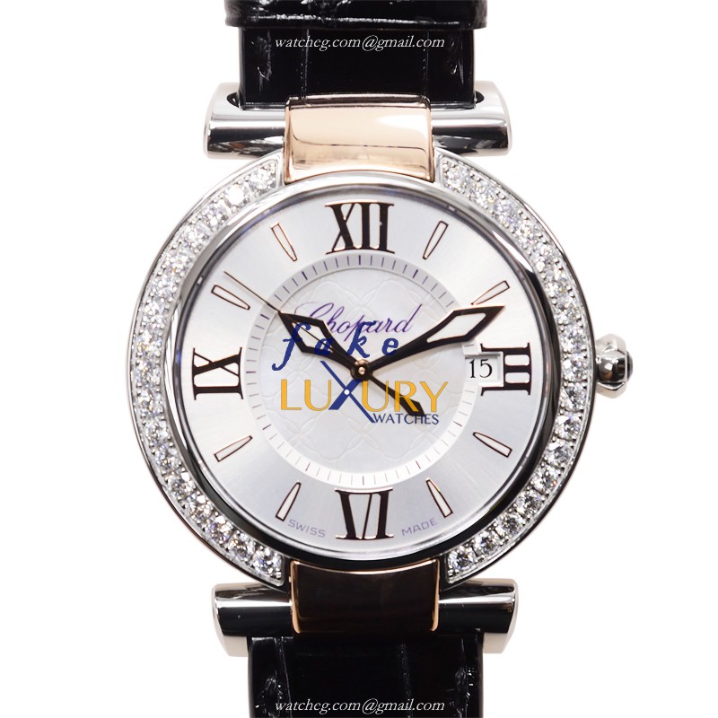Chopard 388532-6003 Replica Watch, Quartz, 18kt Rose Gold & Steel Case, Silver Dial, Alligator Strap - Luxury Replica Watch