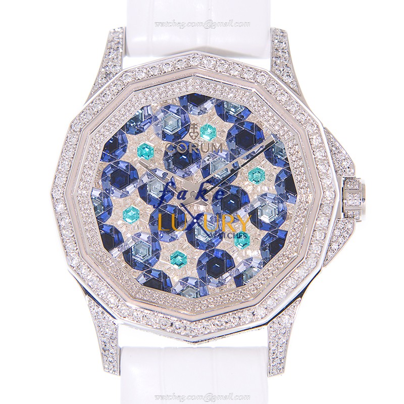 082.109.69/0F09 FL13 - Corum Admirals Cup Replica Watch - Automatic - Blue Dial - White Gold & - Luxury Replica Watch