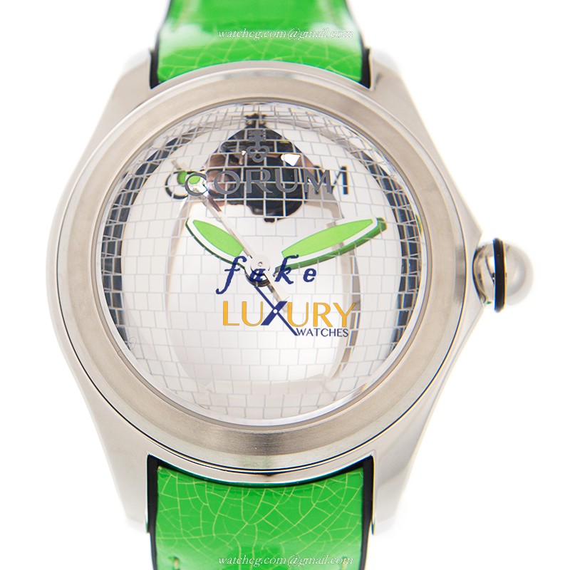 Corum 082.310.20/0067 DB01 Bubble Replica Watch, Silver Dial, Steel Case, Automatic Movement, Green - Luxury Replica Watch