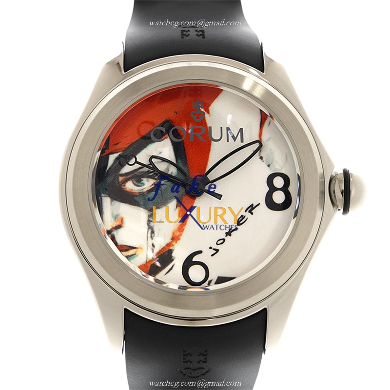 Corum 082.310.20/0371 JO01 Bubble Replica Watch With White Dial, Steel Case Black Rubber Strap - Luxury Replica Watch