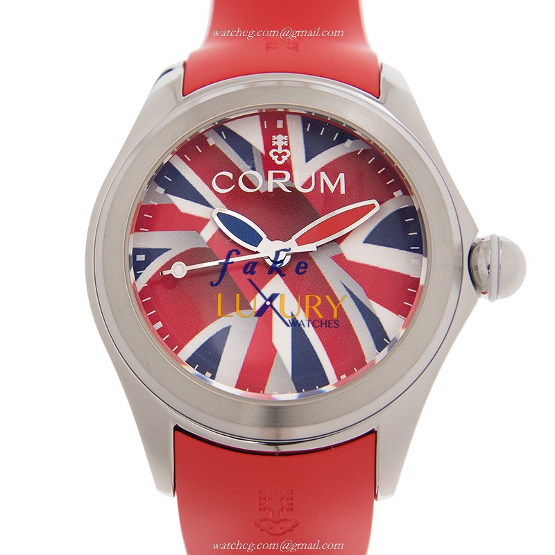 Corum 082.310.20/0376 UK01 BUBBLE Automatic Steel Replica Watch, White Dial Red Rubber Strap - Luxury Replica Watch