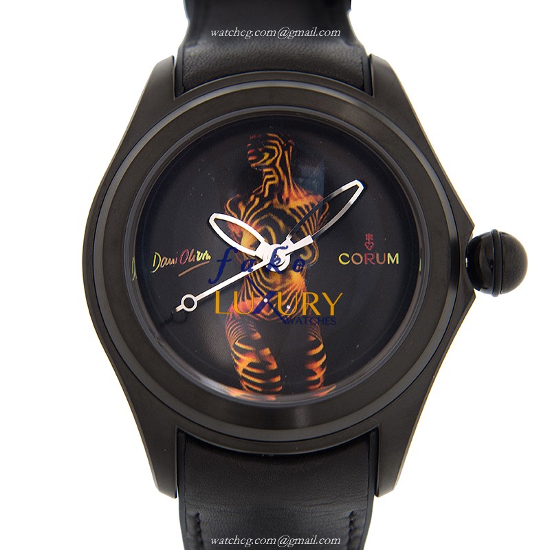 Corum Bubble 082.310.98/0061 DO01 Automatic Steel Black Leather Replica Watch - Luxury Replica Watch