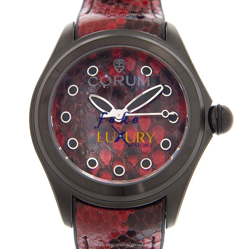 Corum 082.310.98/0335 PR01 Bubble Replica Watch, Automatic, Red Dial, Steel Case, Red Leather Strap - Luxury Replica Watch