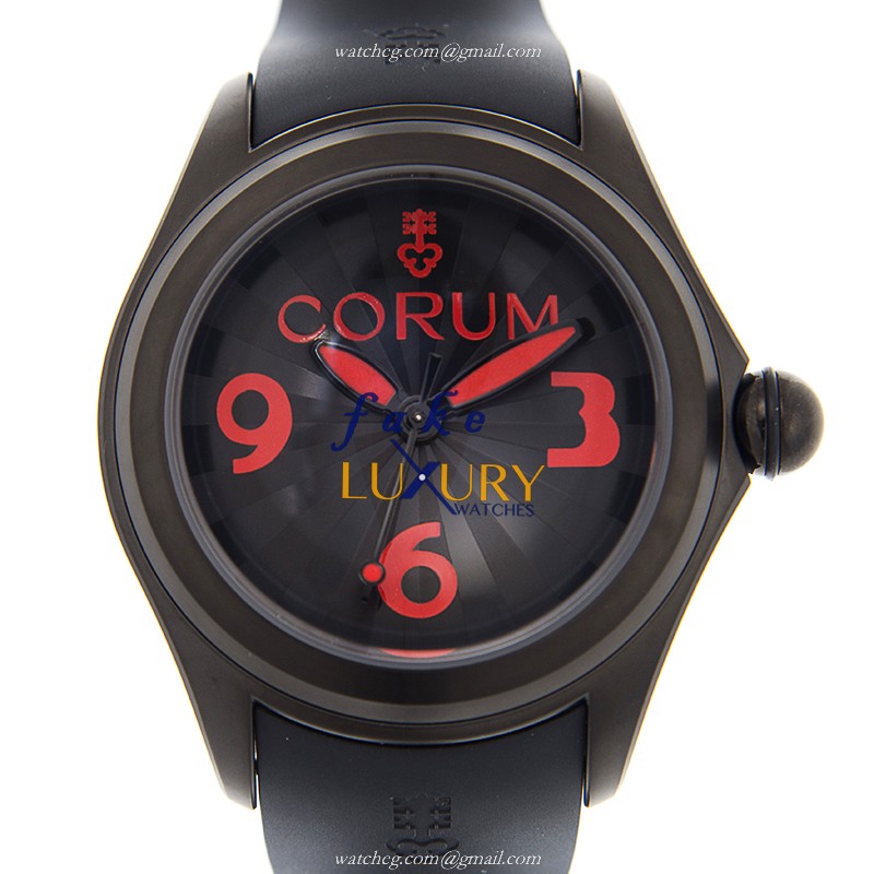 Corum 082.310.98/0371 BR01 Bubble Replica Watch, Automatic, Black Dial, Steel Case, Rubber Strap - Luxury Replica Watch