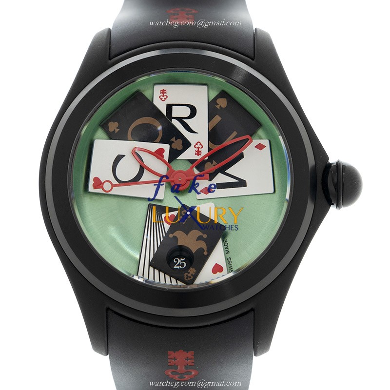 Corum 082.310.98.0371.GC01 Bubble Replica Watch Automatic Green Dial Stainless Steel Black Rubber - Luxury Replica Watch