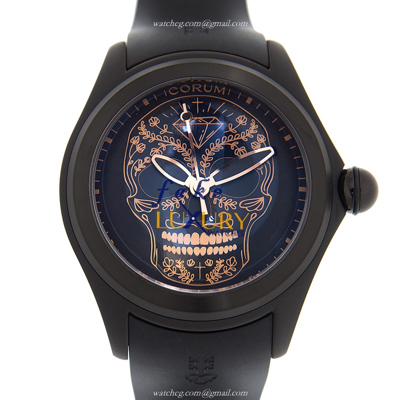Corum 082.310.98/0371 SM04 Bubble Replica Watch - Automatic - Black Dial - Rubber Strap - Steel - Luxury Replica Watch