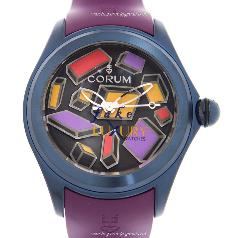 Corum Bubble 082.312.98/0390 SA01 Automatic Replica Watch, Black Dial Purple Rubber Strap - Luxury Replica Watch