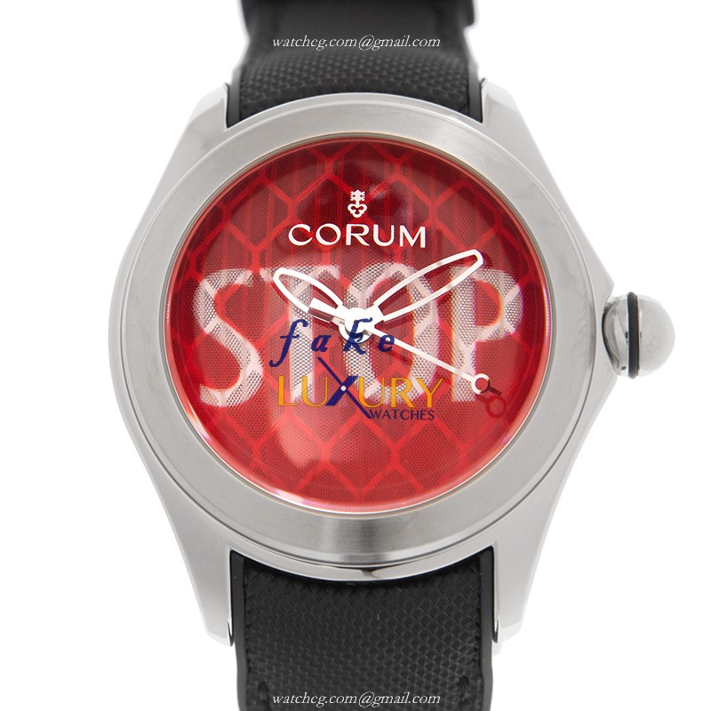 Corum 082.410.20/0601 ST01 Bubble Automatic Steel Red Dial Leather Strap Replica Watch - Luxury Replica Watch