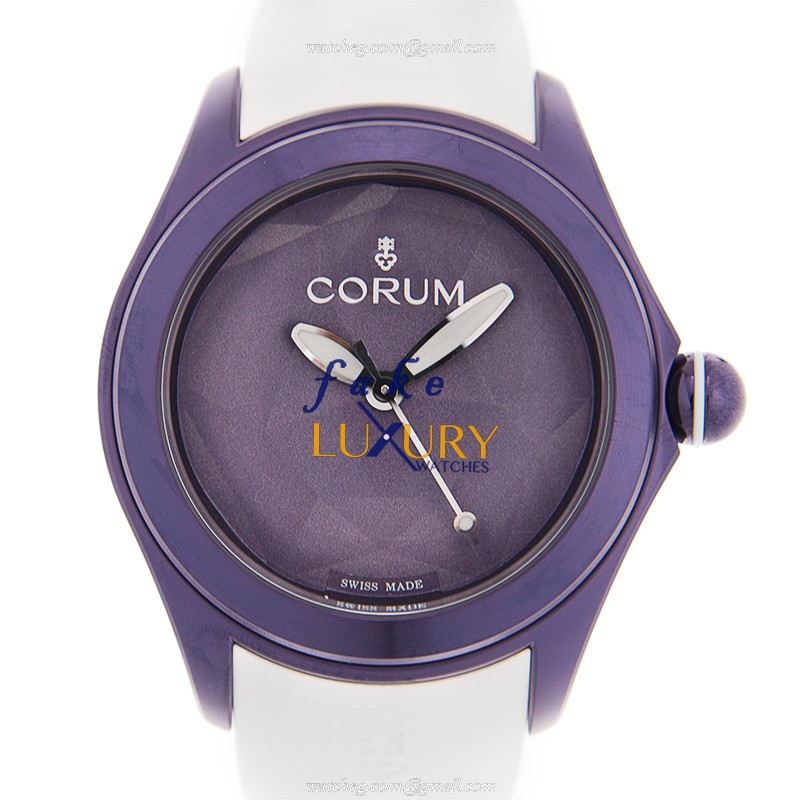 Corum 082.413.98/0379 OR01 Replica Watch, Automatic, Purple Dial, Steel Case, White Rubber Strap - Luxury Replica Watch