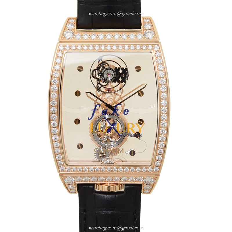 Corum Bridge Replica Watch 100.161.85-0F01 0000, Manual Wind, 18kt Rose Gold & Diamonds - Luxury Replica Watch