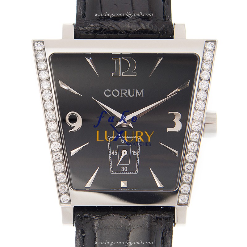 Corum 106.406.47/0001 BN69 Replica Watch, Black Dial, Steel & Diamond Case, Quartz - Luxury Replica Watch
