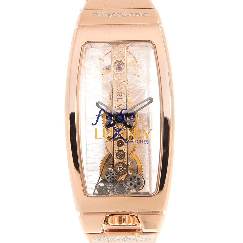 Corum 113.101.55/V880 0000 Bridge Replica Watch, Manual Wind, 18kt Rose Gold Case, Transparent - Luxury Replica Watch