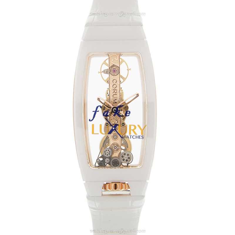 Corum 113.109.15/0009 0000 Bridge Replica Watch, Automatic Movement, Ceramic Case, White Alligator - Luxury Replica Watch