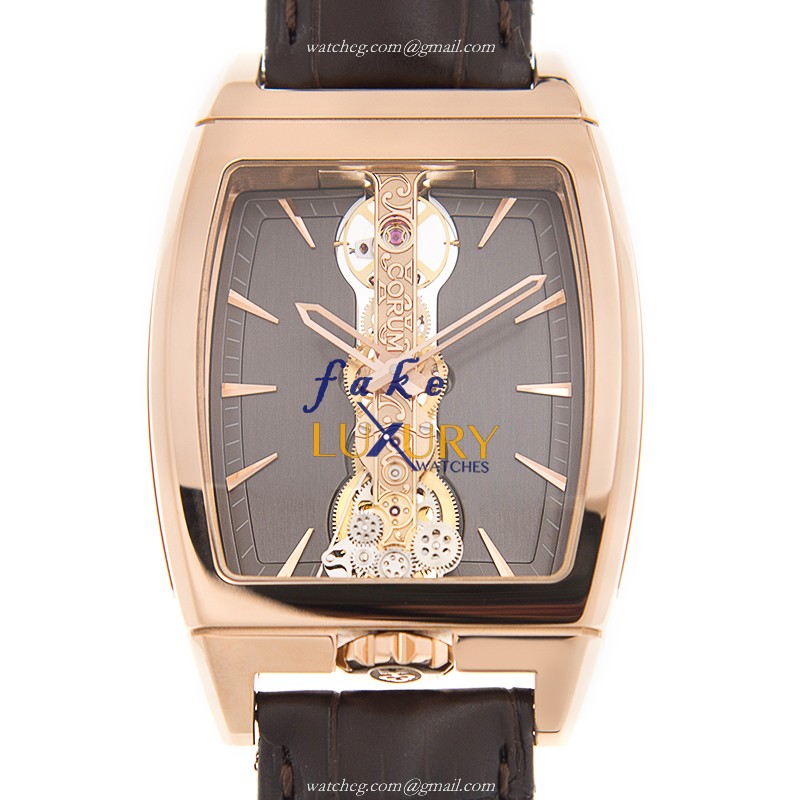 Corum 113.150.55/0002 FK02 Golden Bridge Replica Watch, Manual Wind, Gray Dial, Rose Gold Case - Luxury Replica Watch