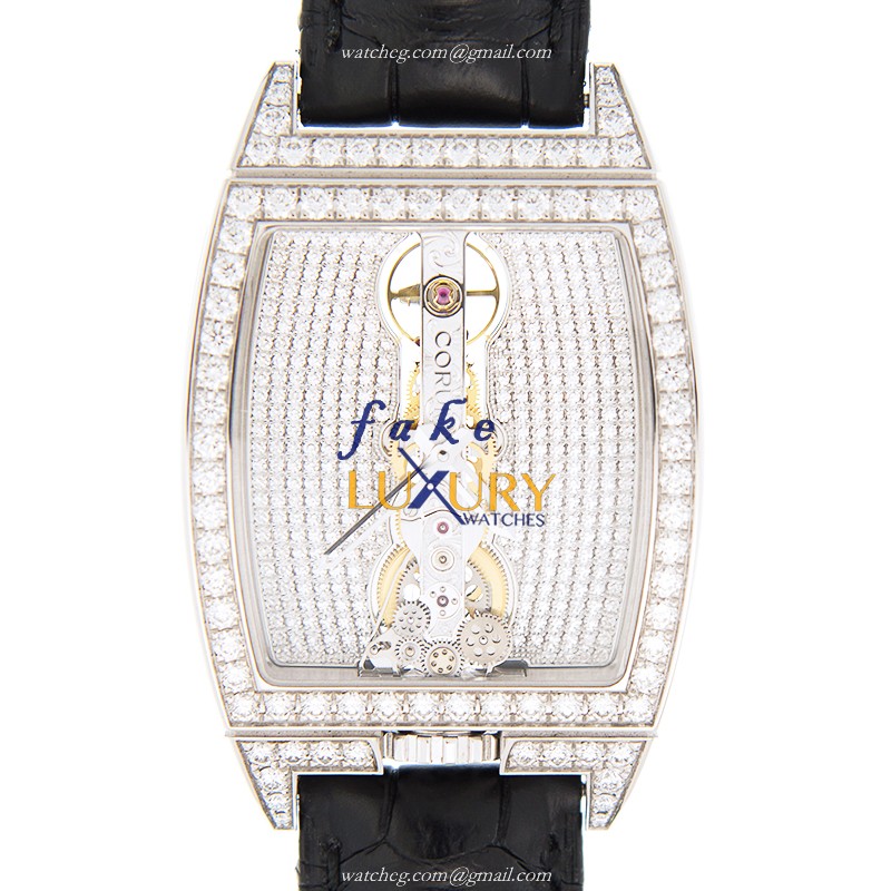 Corum Bridge Manual Wind 18kt White Gold & Diamond Silver Dial 113.158.69/0001 GR34 Replica Watch - Luxury Replica Watch