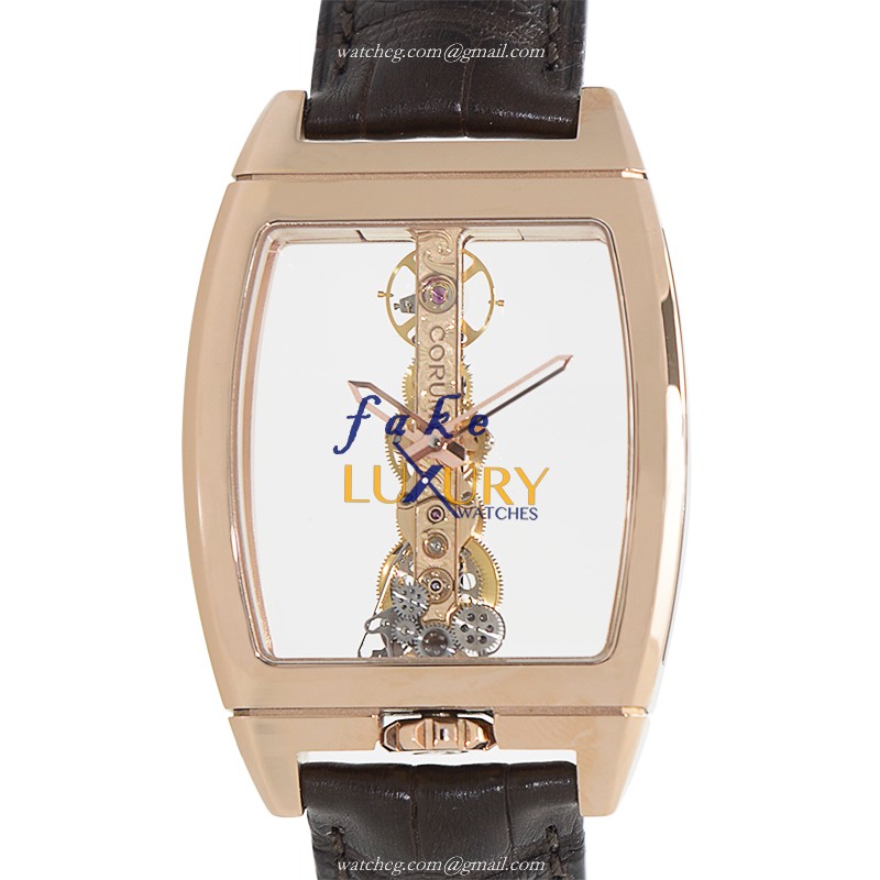 Corum BRIDGE 113.160.55/0002 0000 | 18kt Rose Gold | Manual Wind | Transparent Skull | Replica Watch - Luxury Replica Watch