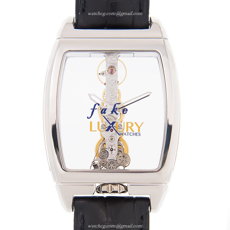 Corum 113.160.59-0001 0000 BRIDGE Replica Watch With Manual Wind Movement, Transparent Dial, 18kt - Luxury Replica Watch