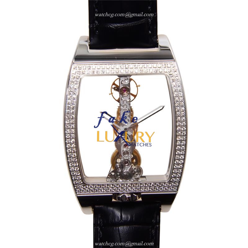 Corum 113.161.69-0001 0000 BRIDGE Replica Watch Manual Wind 18kt White Gold Diamond Black Alligator - Luxury Replica Watch