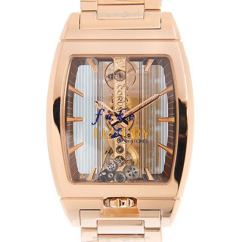 Corum 113.165.55/V100 GL10R Golden Bridge Replica Watch, Automatic, Transparent Dial, 18kt Rose - Luxury Replica Watch