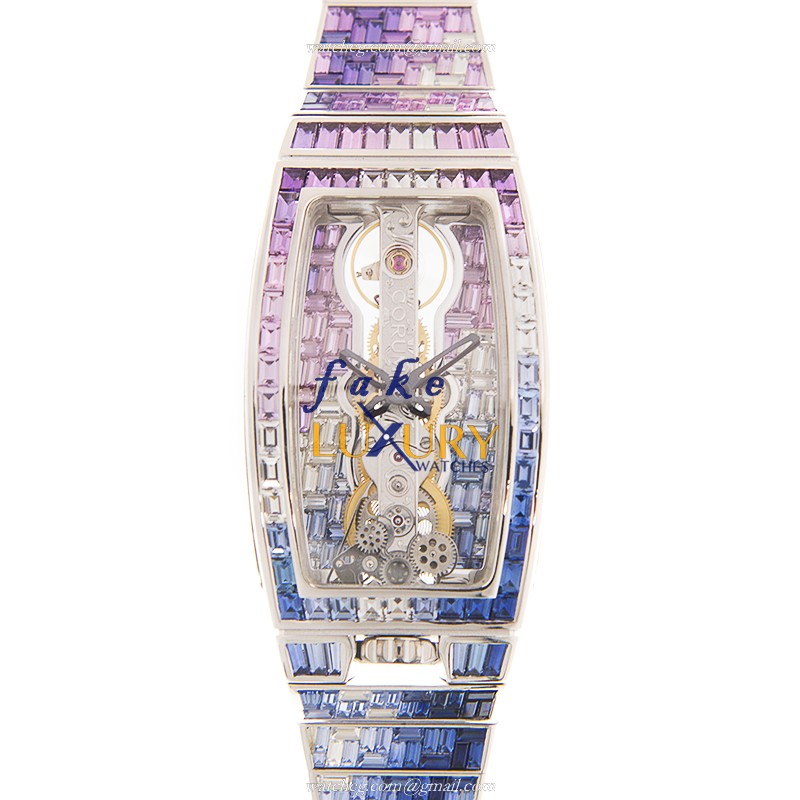 Corum 113.223.69/V603 GR13G Golden Bridge Replica Watch, 18kt White Gold Diamond Case, Manual Wind - Luxury Replica Watch