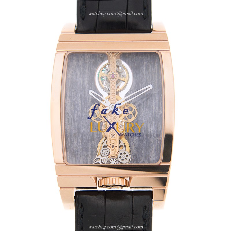 213.100.55-0001 PG01 - Corum Bridge Replica Watch - Manual Wind - Gray Dial - 18kt Rose Gold - Luxury Replica Watch