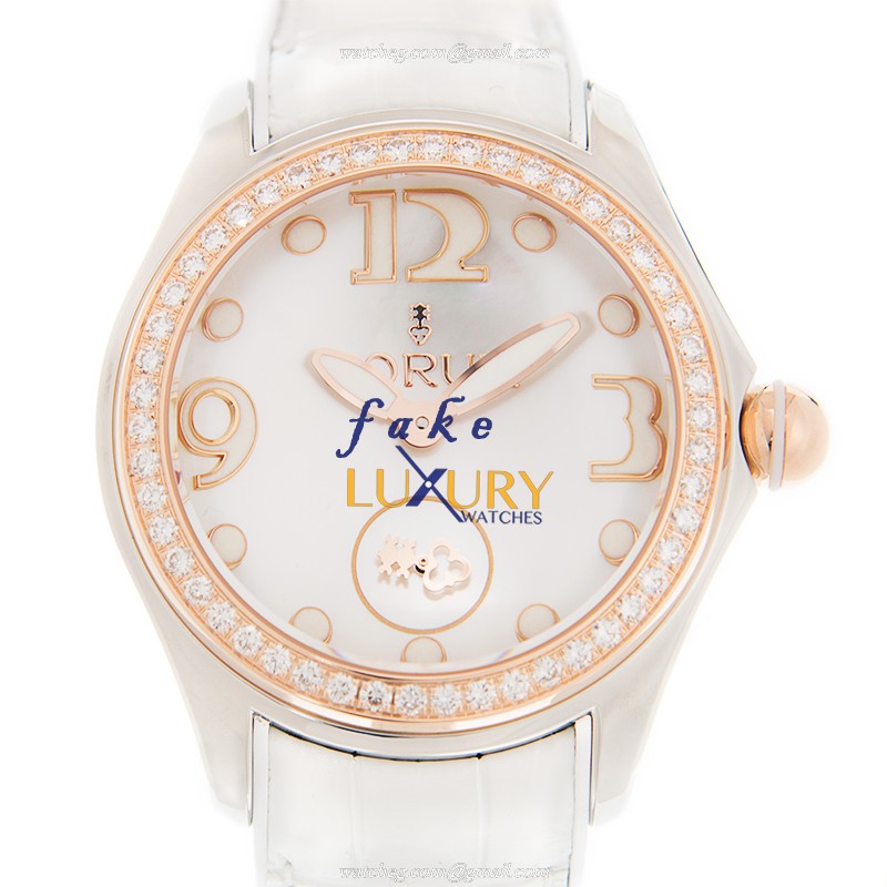 Corum 295.100.29/0009 DN04 Bubble Replica Watch Automatic Gray Dial 18kt Rose Magic Diamond Steel - Luxury Replica Watch