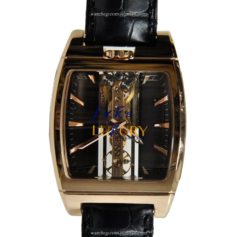 Corum BRIDGE 313.150.55-0001 FN02 Replica Watch, Automatic, 18kt Rose Gold Case, Black Dial - Luxury Replica Watch