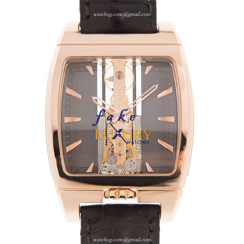 Corum 313.150.55/0002 FK02 BRIDGE Automatic Replica Watch, 18kt Rose Gold Case, Dark Grey Dial - Luxury Replica Watch