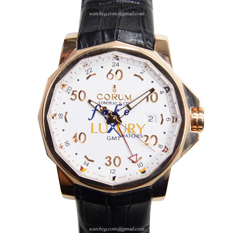 Corum 383.330.55-0081 AA12 Admirals Cup Replica Watch, White Dial, 18kt Rose Gold Case, Automatic - Luxury Replica Watch