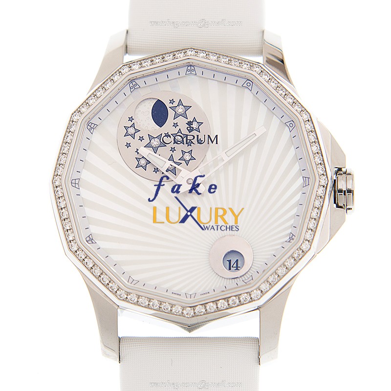 Corum 384.101.47/0F49 AA01 Admirals Cup Replica Watch, Automatic Movement, 18kt White Gold & - Luxury Replica Watch